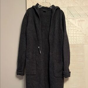 EUC TAHARI Dark Gray Hooded Cardigan, size S